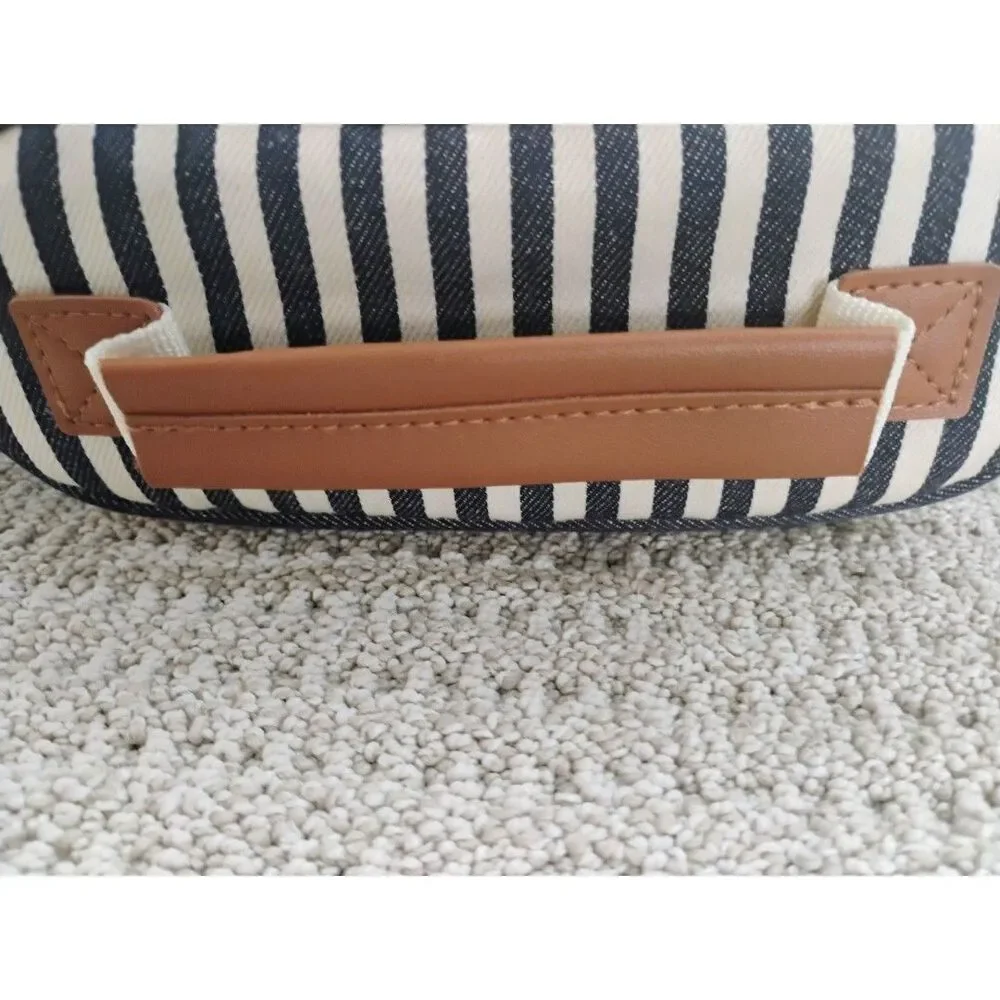 New 2 Bottle Insulated Wine Bag Navy Stripes Tirrinia